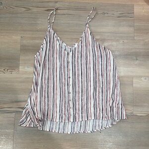 Striped Sleeveless Top - Red, Black, White
